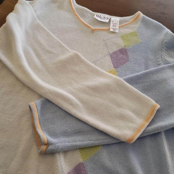 Vintage Argyle Y2k Spring Sweater Size Large - Picture 11 of 11